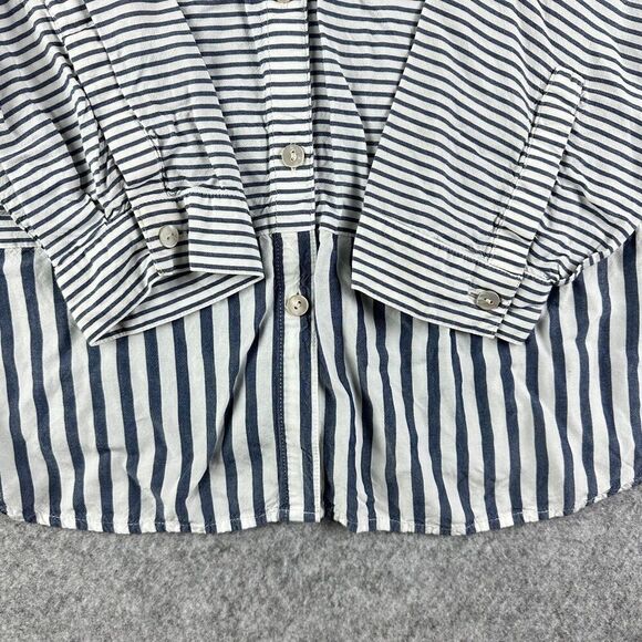 J Jill Tunic Top Womens XL Blue Striped Button Rayon Lightweight Coastal Beach* - Picture 4 of 14